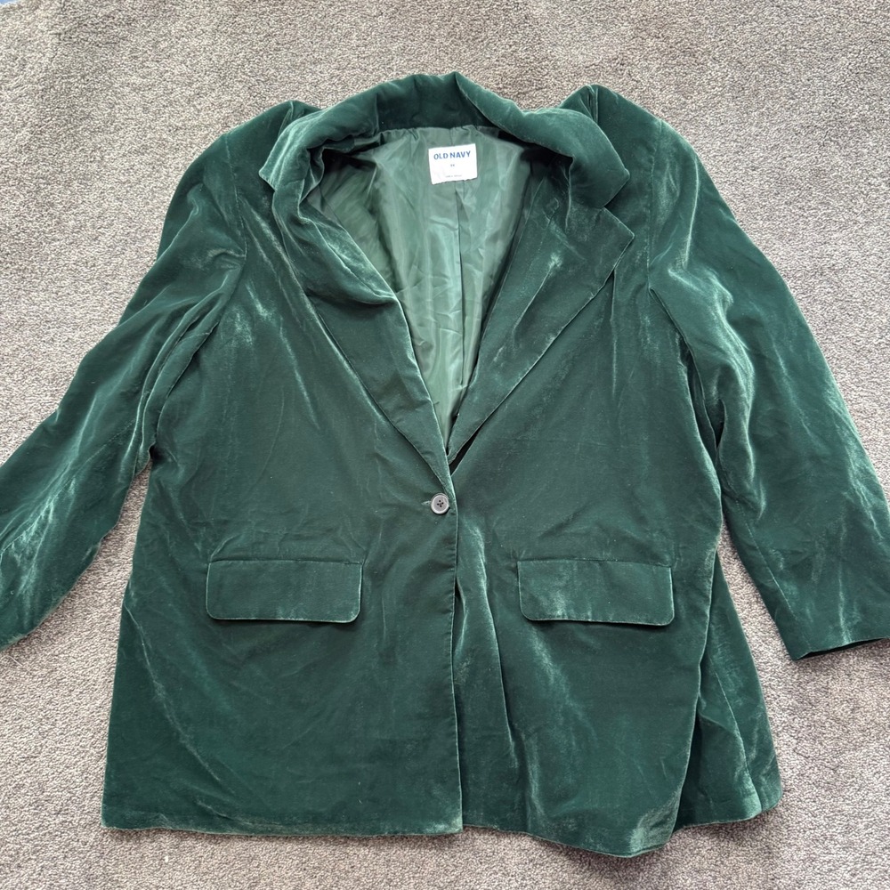 Old Navy Womens Velvet Party Blazer Dark Bottle Green 3X Plus Size 752079-00